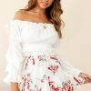 Robyn Flounce Mini Skirt Floral Print White