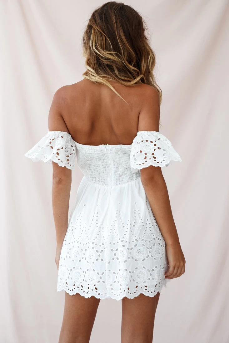 Chiara Off-Shoulder Sweetheart Neckline Dress White - Image 3