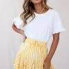 Robyn Pleated Striped Mini Skirt Yellow Stripe