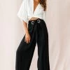 Saigon Wide Leg Eyelet Pants Black