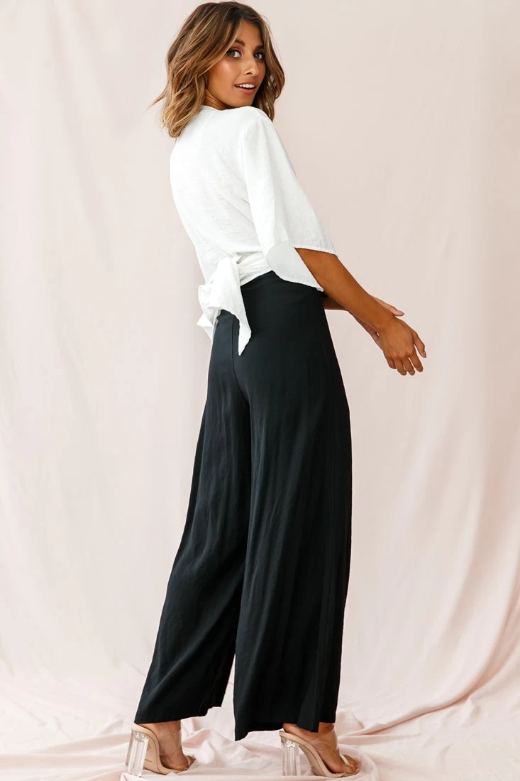 Saigon Wide Leg Eyelet Pants Black - Image 4