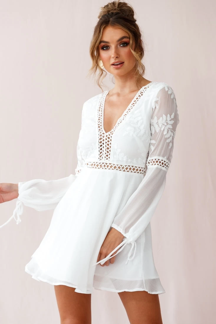 Carson Crochet Bell Sleeve Dress White - Image 11