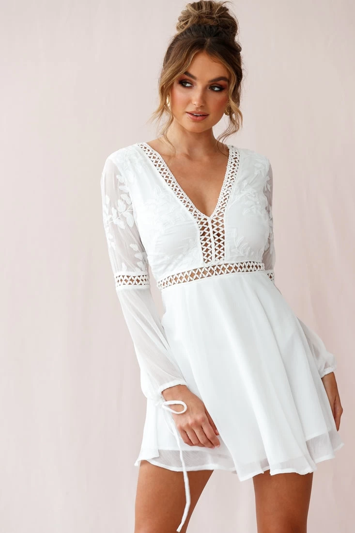 Carson Crochet Bell Sleeve Dress White - Image 10