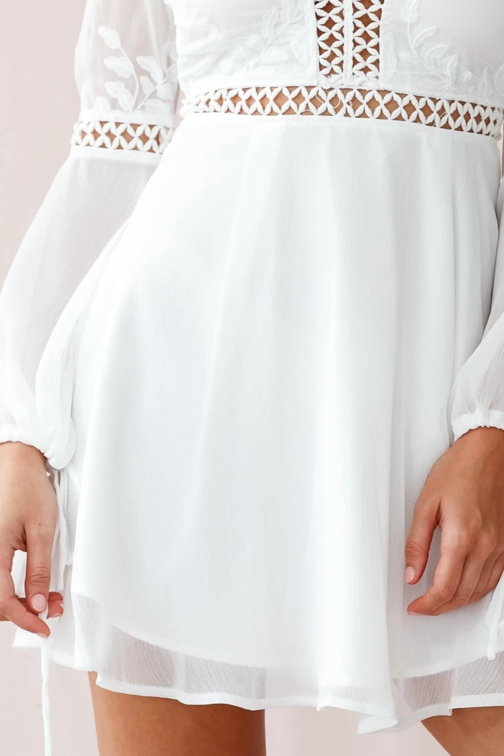 Carson Crochet Bell Sleeve Dress White - Image 7