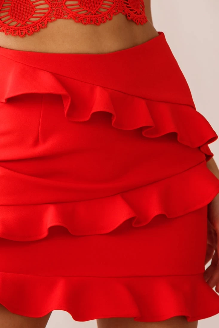 Frilled To Meet You Mini Skirt Red - Image 4