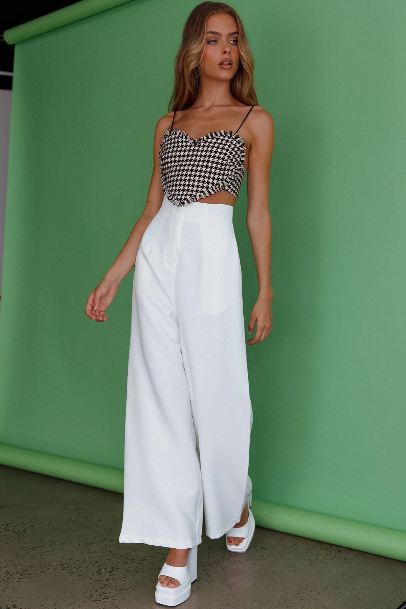 Starke High Waist Wide Leg Pants White - Image 3