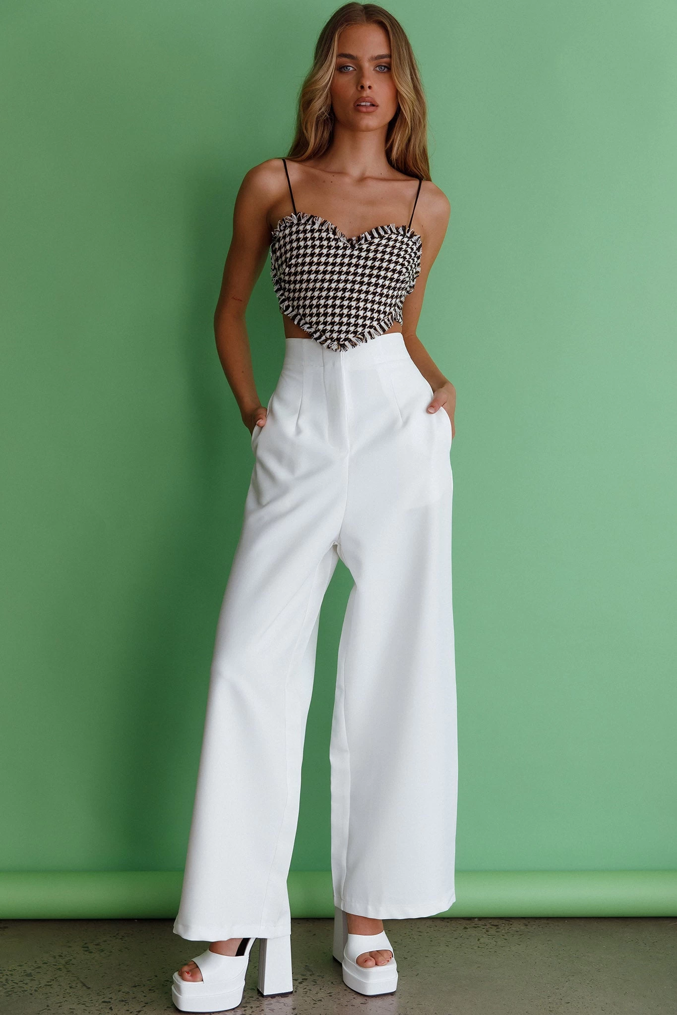 Starke High Waist Wide Leg Pants White - Image 6
