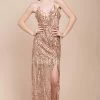 Miya Sequin Gala Dress Rose Gold