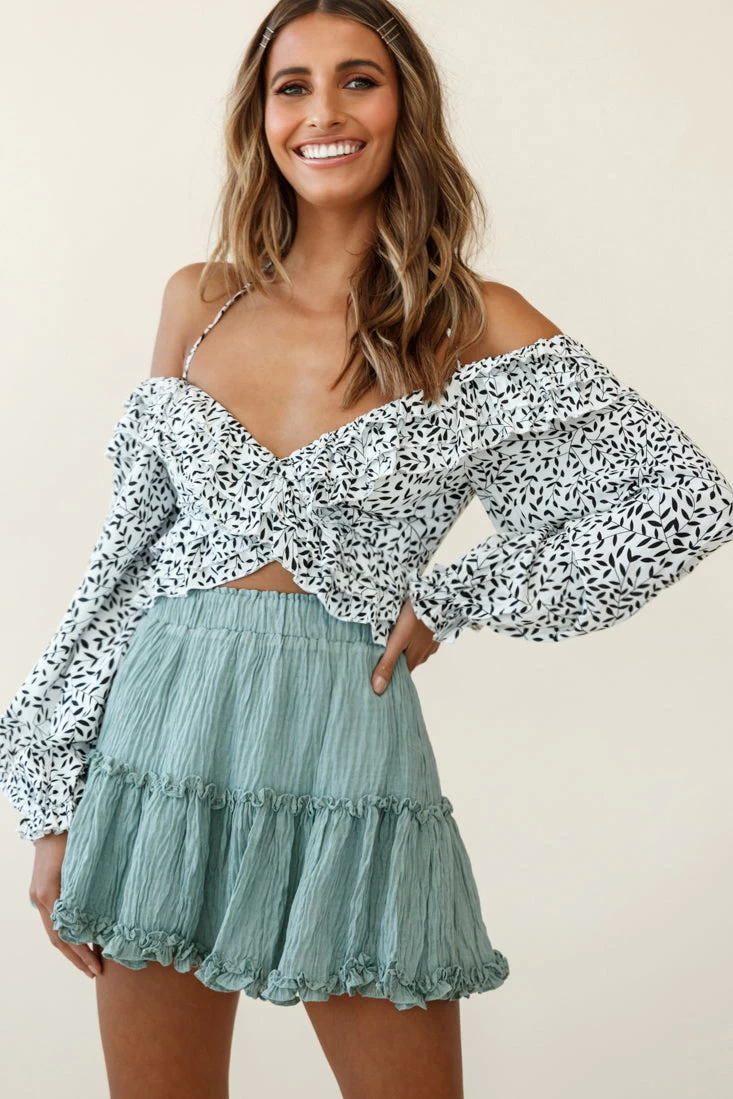 Alexi Mini Skirt Frill Trim Olive - Image 5