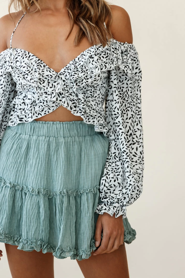 Alexi Mini Skirt Frill Trim Olive - Image 4