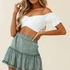 Alexi Frill Trim Mini Skirt Leopard Print Sage