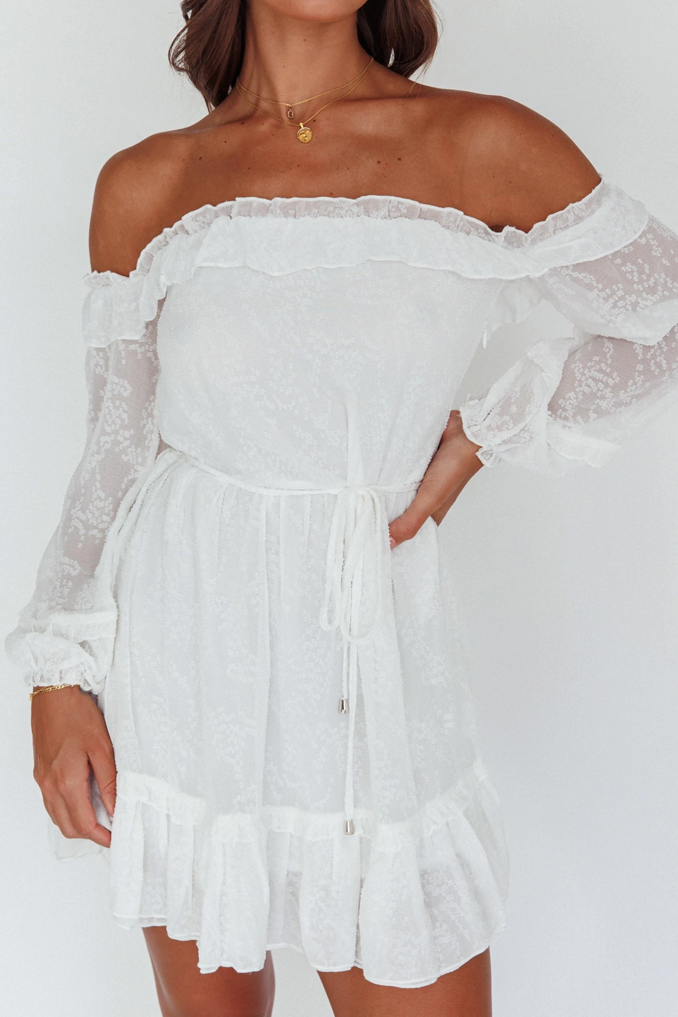 Tracee Bardot Lace Mini Dress White - Image 4