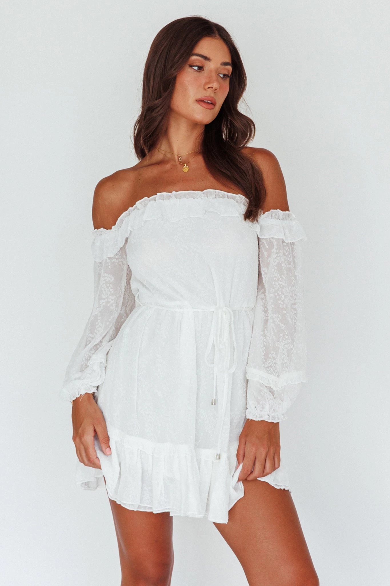 Tracee Bardot Lace Mini Dress White - Image 5