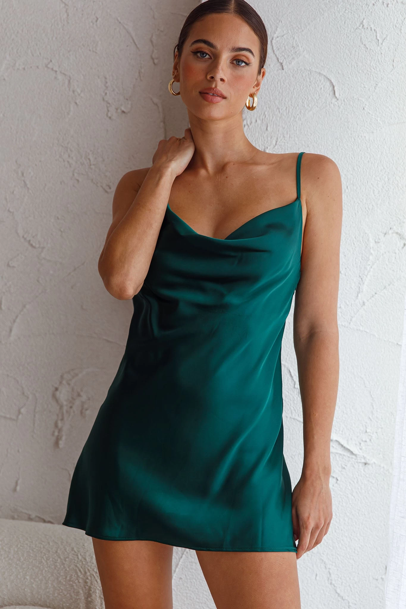 Xanadu Cowl Neck Slip Dress Forest Green - Image 6