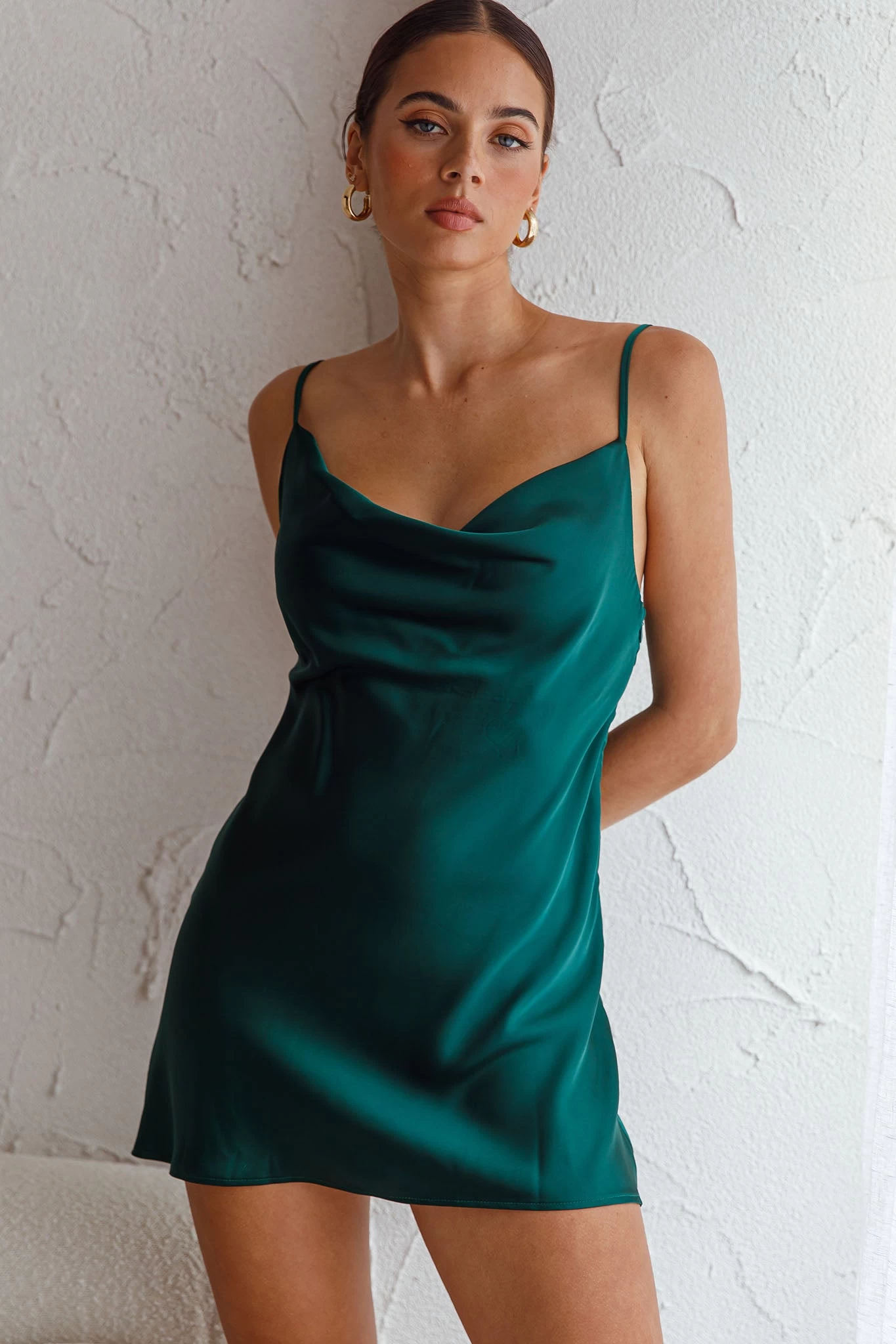 Xanadu Cowl Neck Slip Dress Forest Green - Image 7