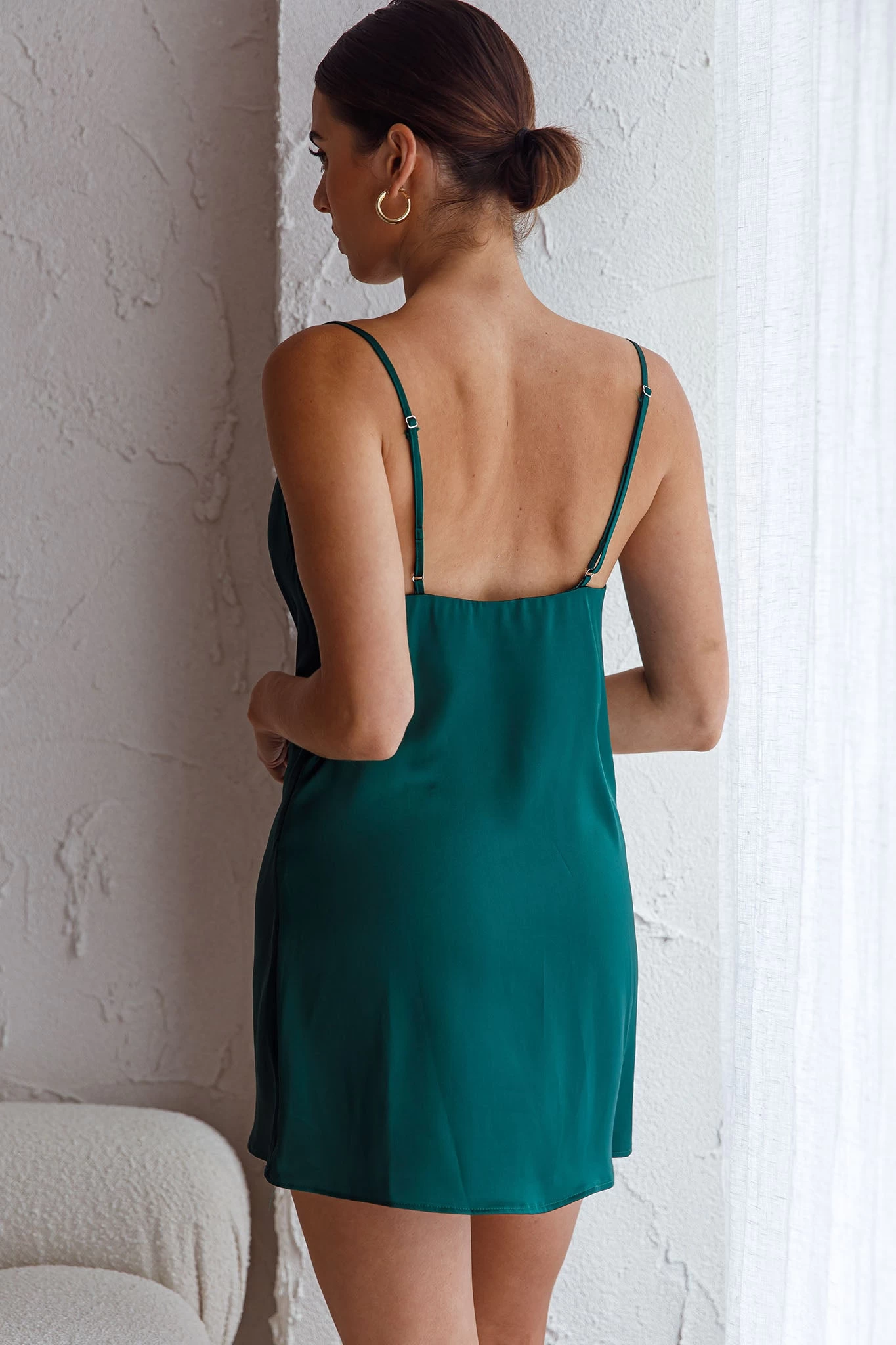 Xanadu Cowl Neck Slip Dress Forest Green - Image 8