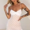 Bambi Ruched Mini Dress Polka Dot White