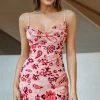 Show Me Love Cowl Neck Mini Dress Velour Paisley Flower Red
