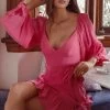 Make Memories Balloon Sleeve Molded Bust Dress Hot Pink