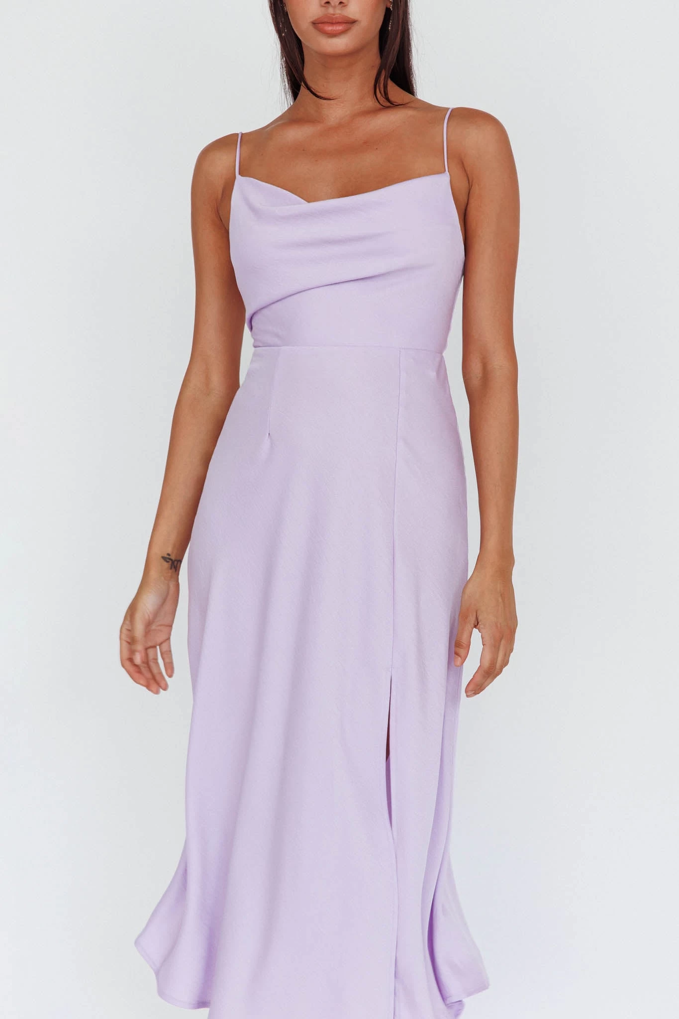 Suki Front Split Midi Dress Lilac - Image 4