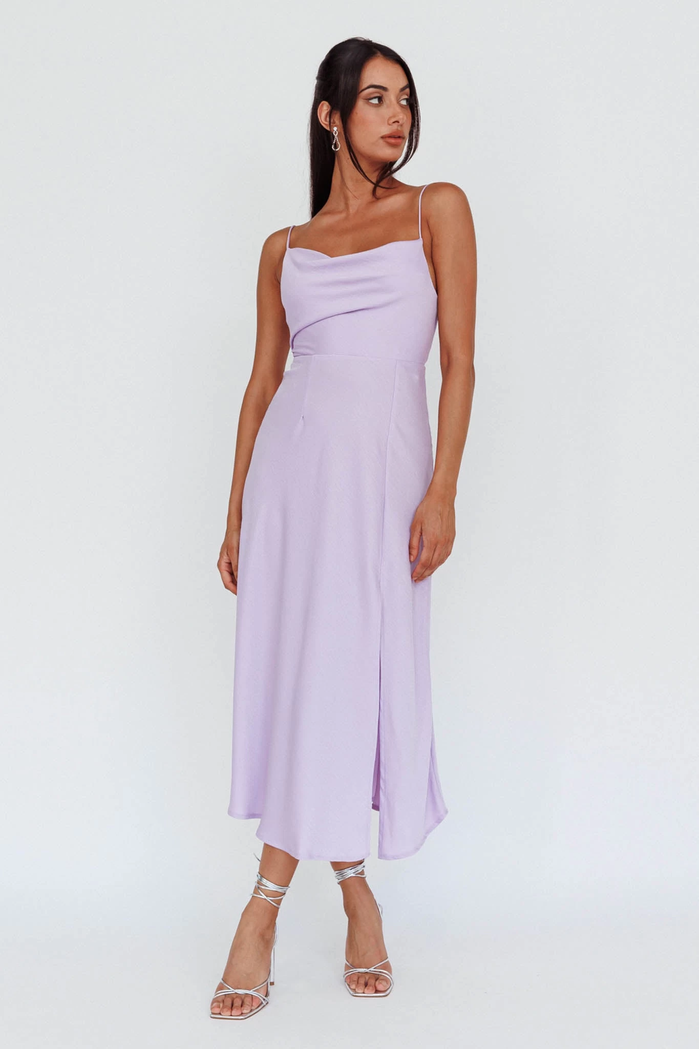 Suki Front Split Midi Dress Lilac - Image 5