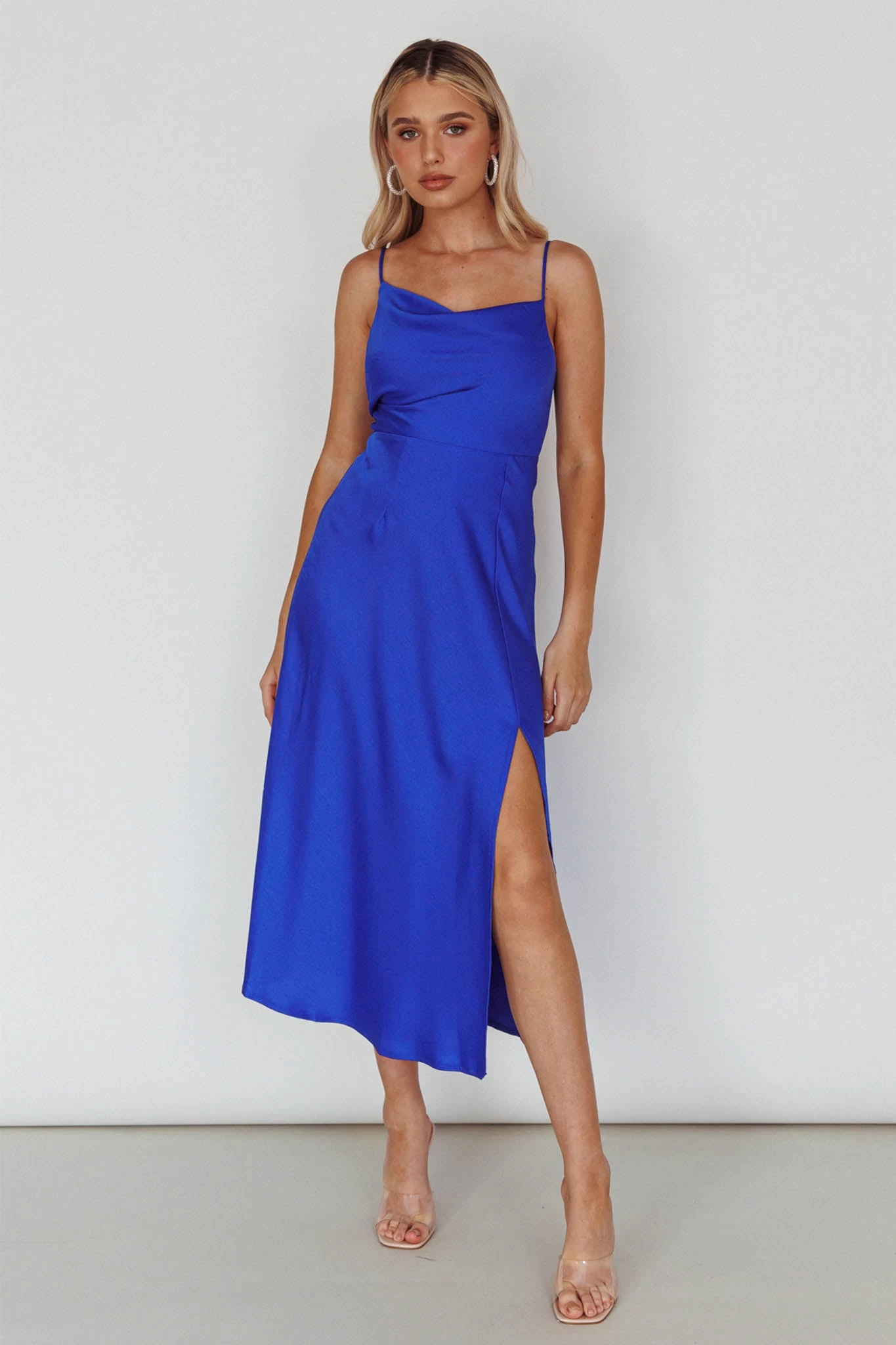 Suki Front Split Midi Dress Royal Blue - Image 5