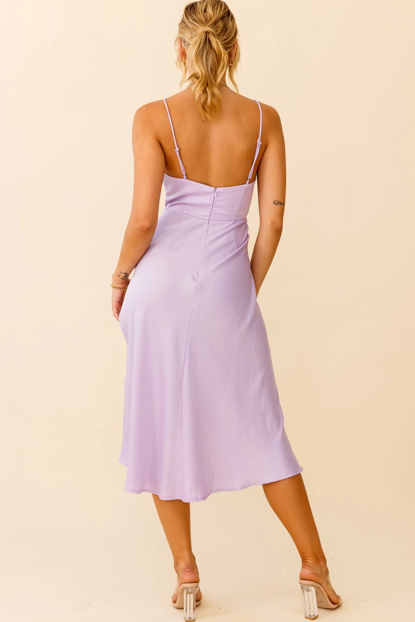 Suki Front Split Midi Dress Lilac - Image 8