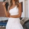 Lilah One Shoulder Embellished Dress White