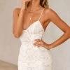 Forget Me Not Criss-Cross Back Lace Bodycon Dress White
