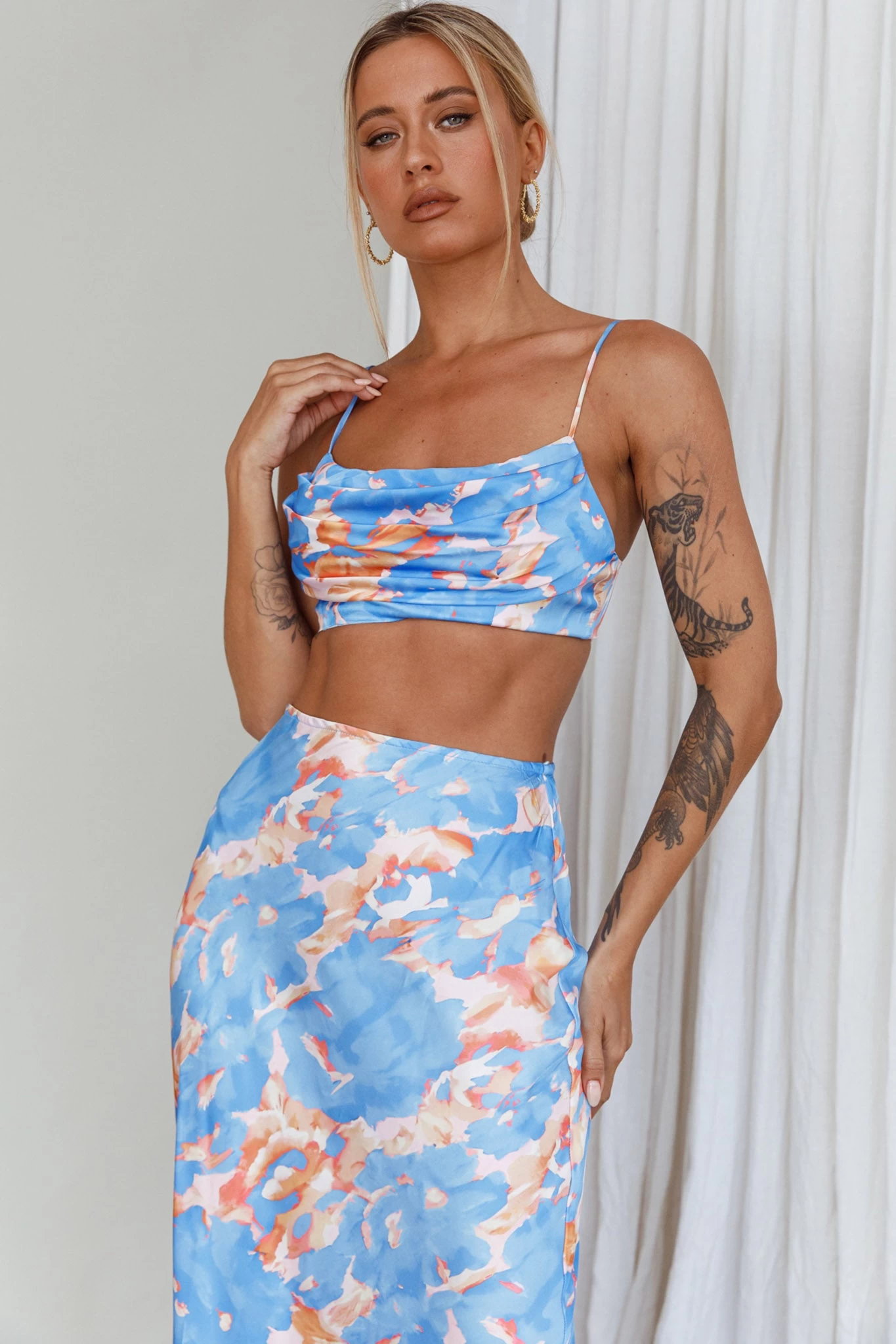 Well Versed Maxi Skirt Abstract Blue - Image 8