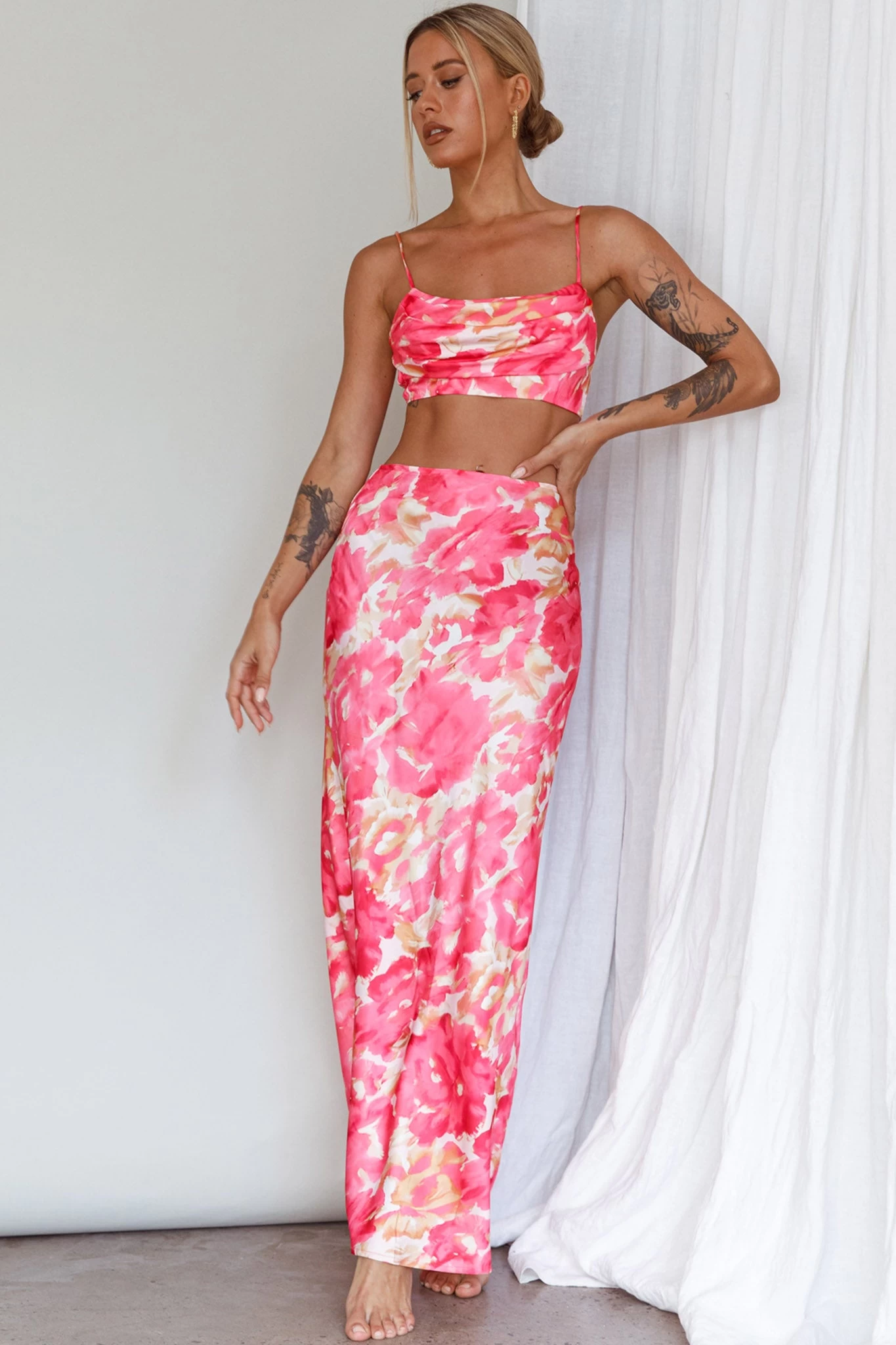 Well Versed Maxi Skirt Abstract Pink - Image 5
