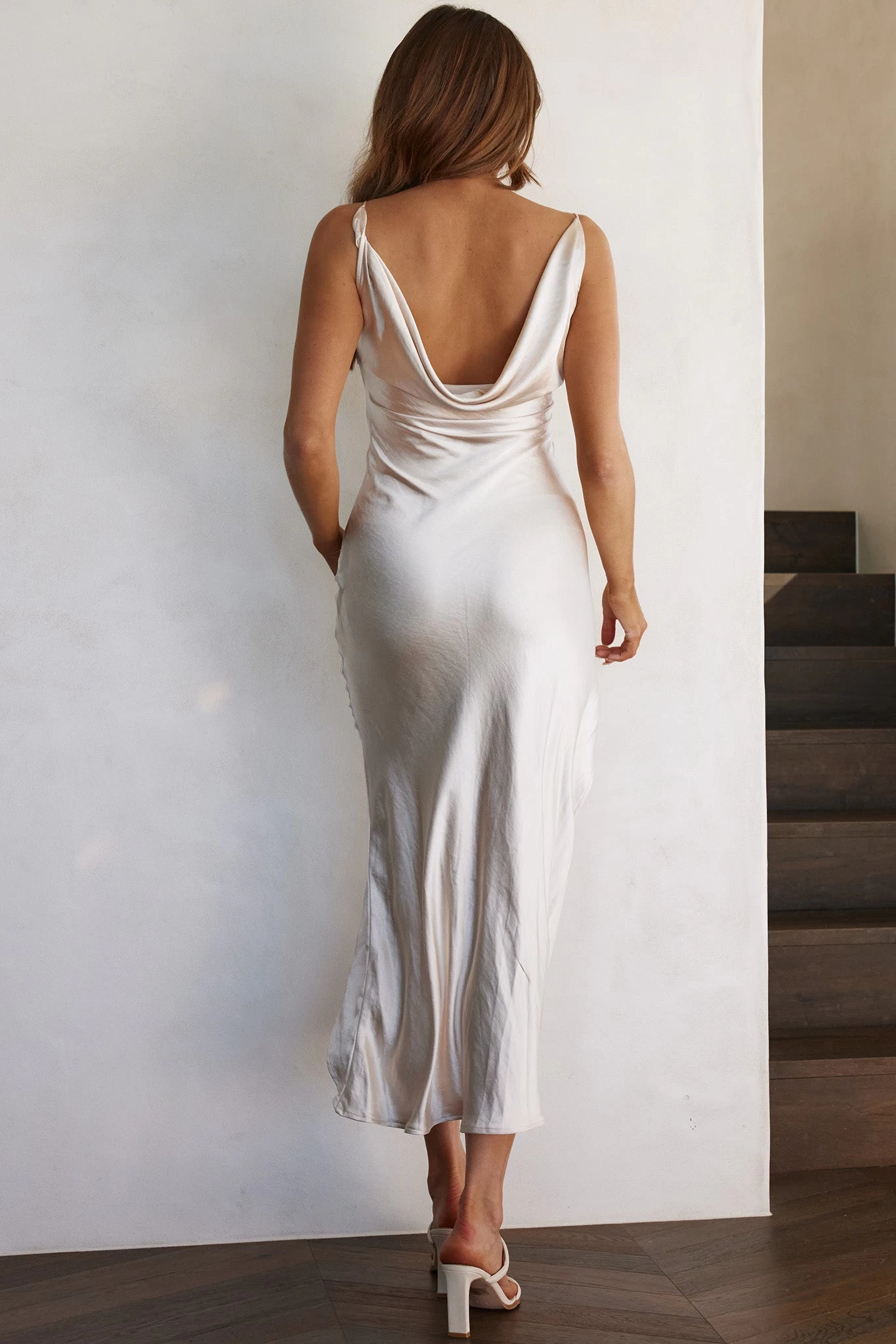 Hollywood Heartthrob Ruched Split Dress Champagne - Image 7