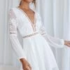 Carson Crochet Bell Sleeve Dress White