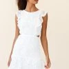 Jackie Pinafore Floral Mesh Dress White