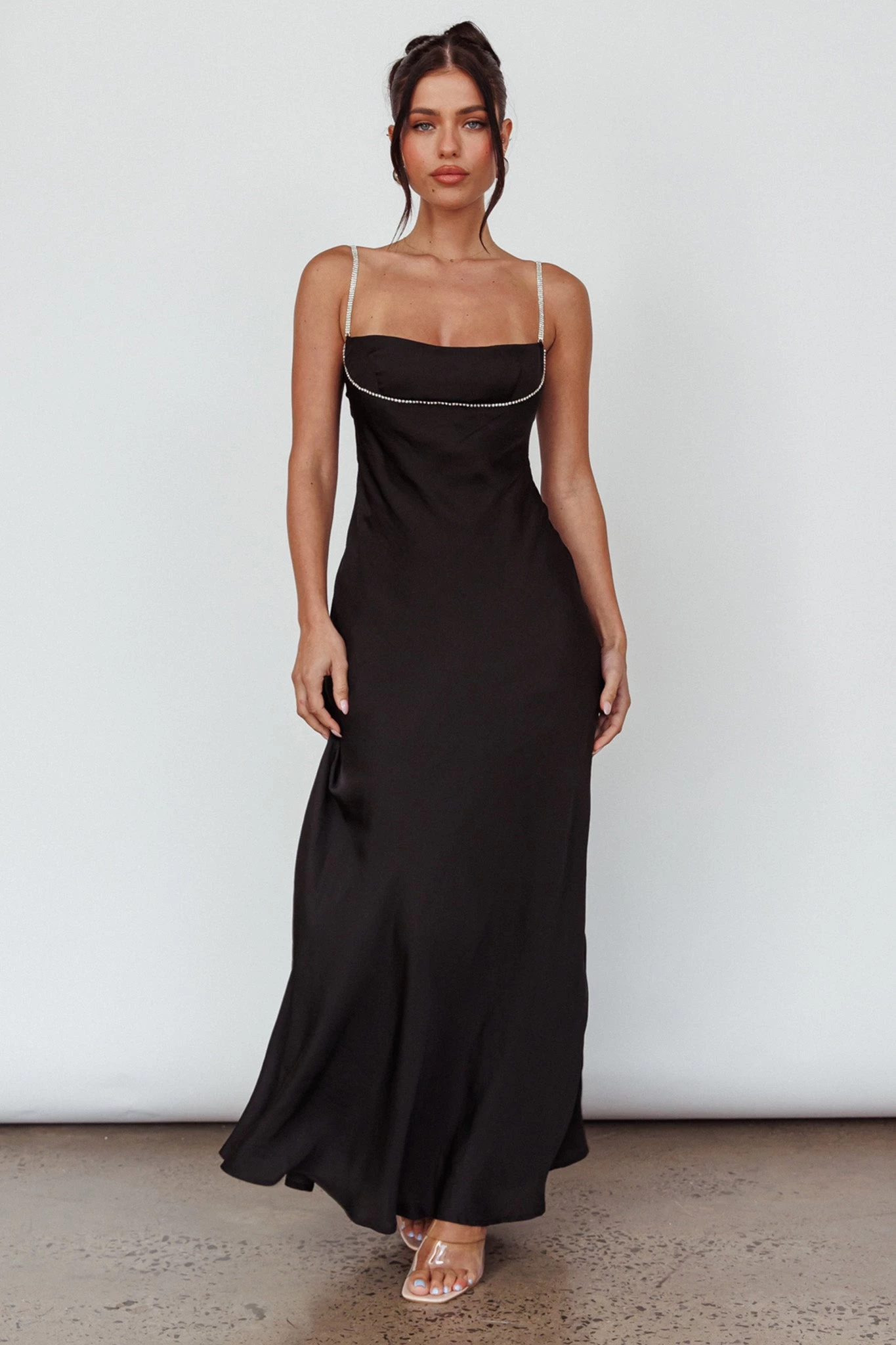 Linka Diamante Strap Maxi Dress Black - Image 5