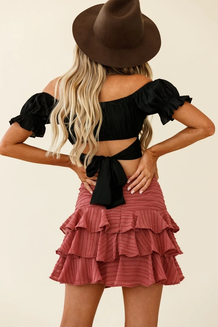 Let Them Eat Cake Triple Ruffle Skirt Rose - Image 3