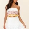 Adrielle Lace Detail Fluted Hem Mini Skirt White