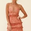 Dear Lover Cami Strap Frill Detail Lace Dress Rose