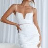 Dear Lover Cami Strap Frill Detail Lace Dress White