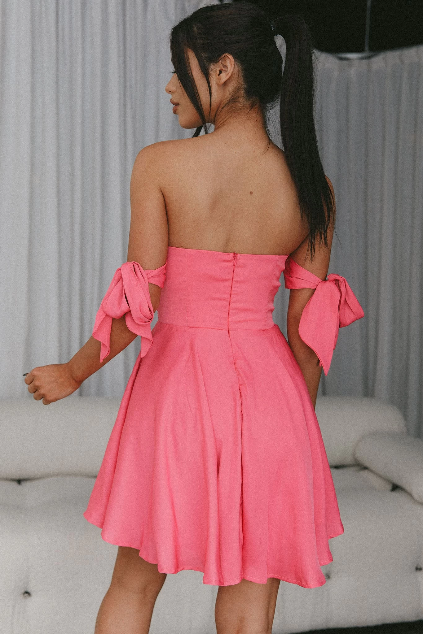 One Sweet Day Off Shoulder A-Line Dress Hot Pink - Image 2