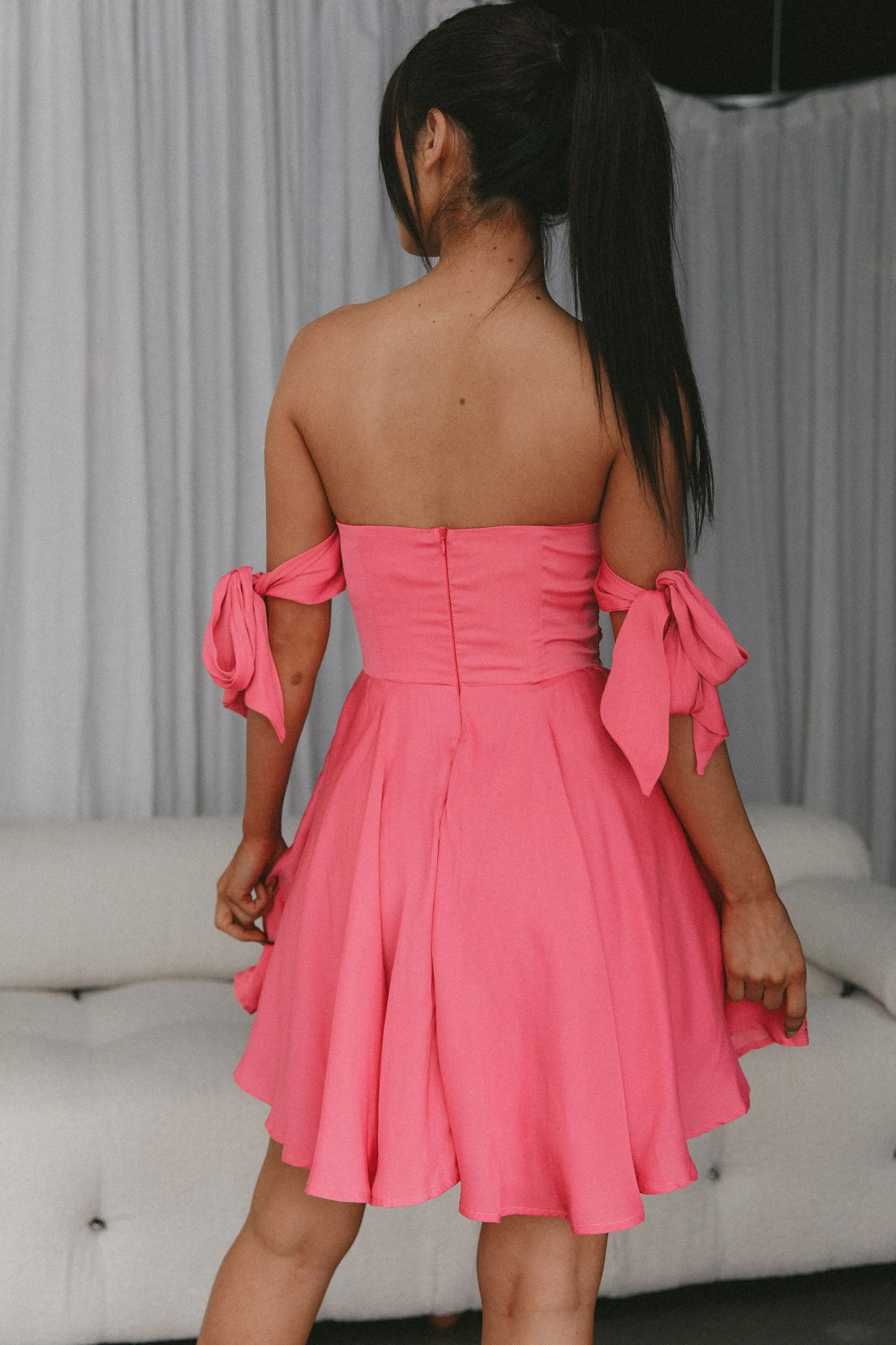 One Sweet Day Off Shoulder A-Line Dress Hot Pink - Image 6
