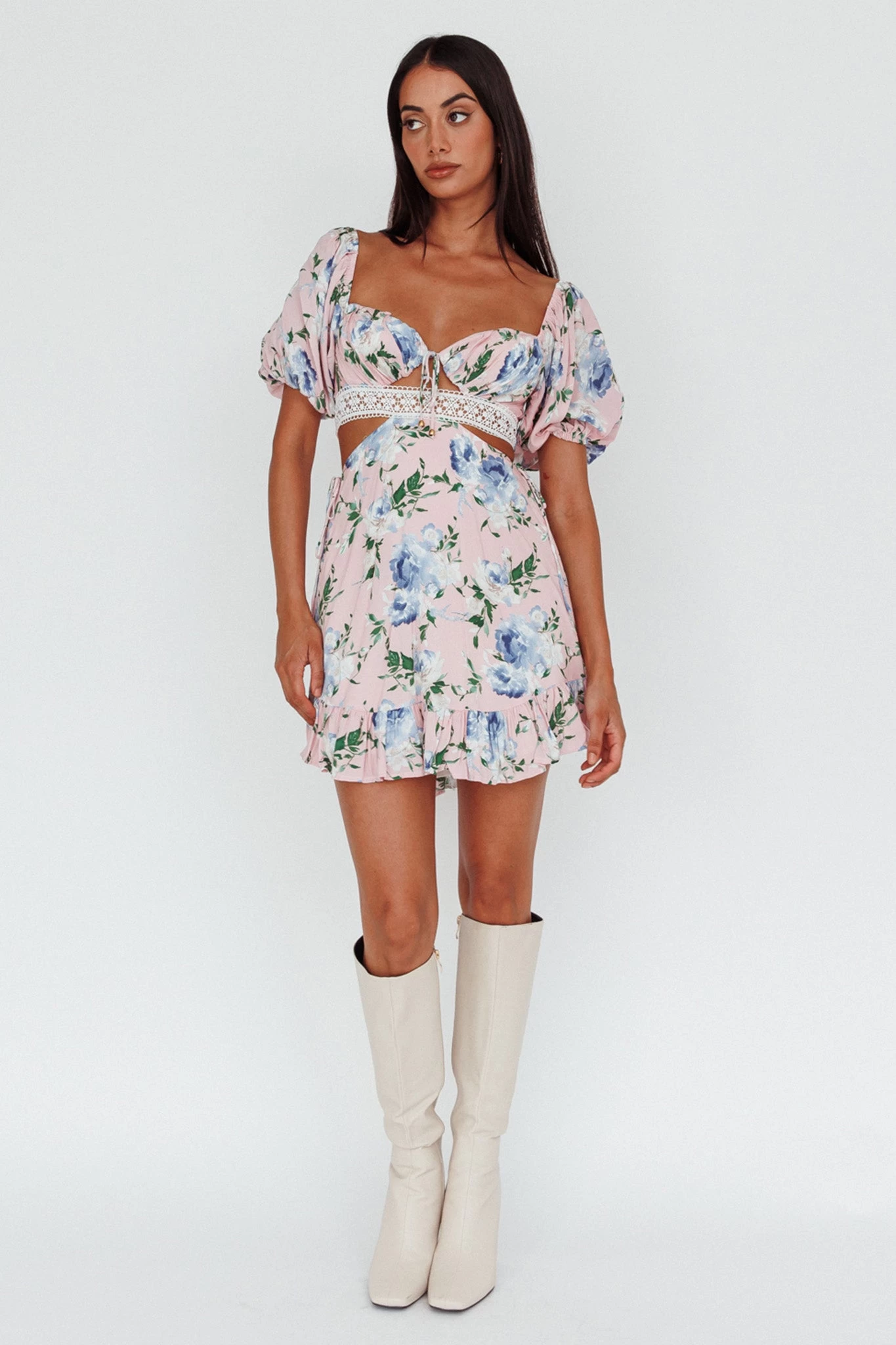 Sweet Romance Cut-Out Mini Dress Pink - Image 3