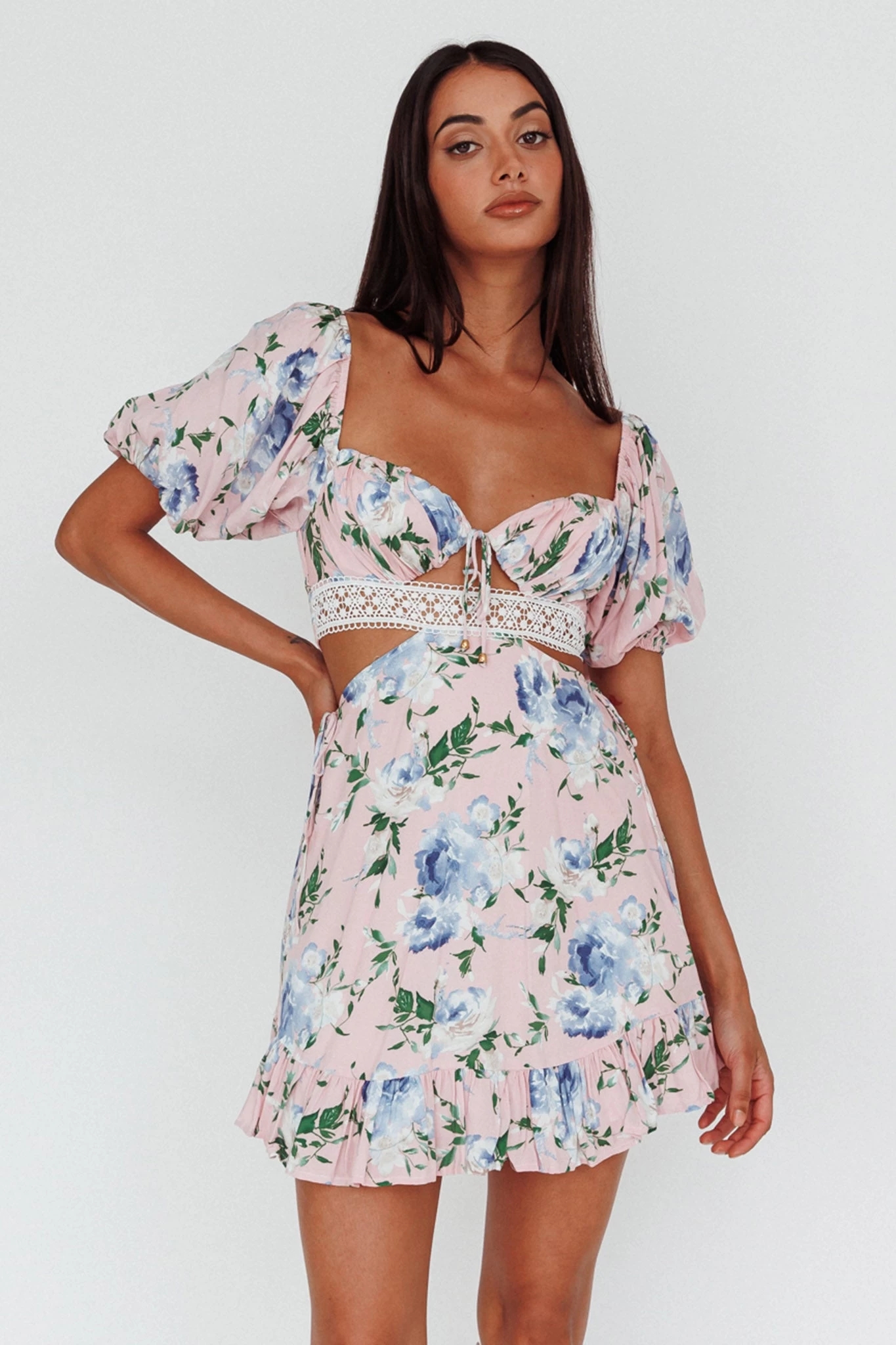 Sweet Romance Cut-Out Mini Dress Pink - Image 6