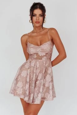 Merida Lace-Up Back Dress Floral Blush