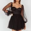 Fairytale Dream Sheer Sleeve Mini Dress Black