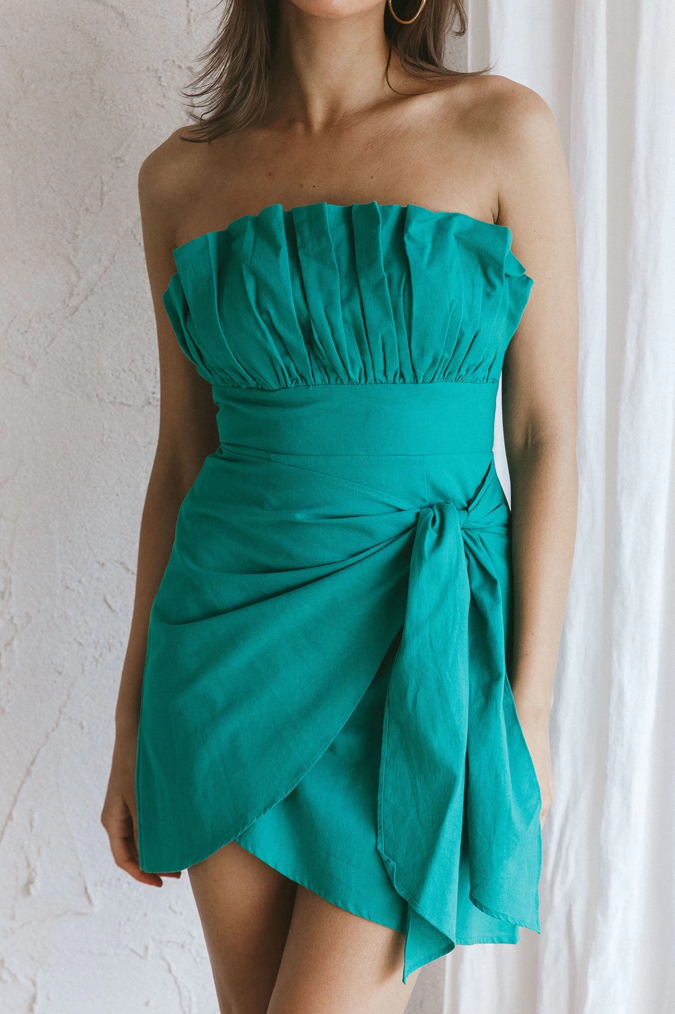 Sunkissed Faux Wrap Mini Dress Green - Image 4