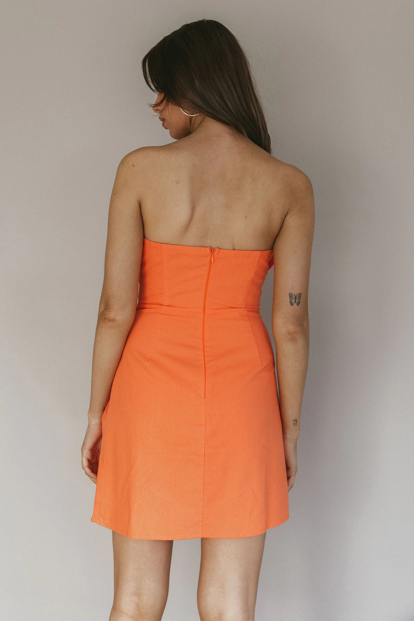 Sunkissed Faux Wrap Mini Dress Orange - Image 2