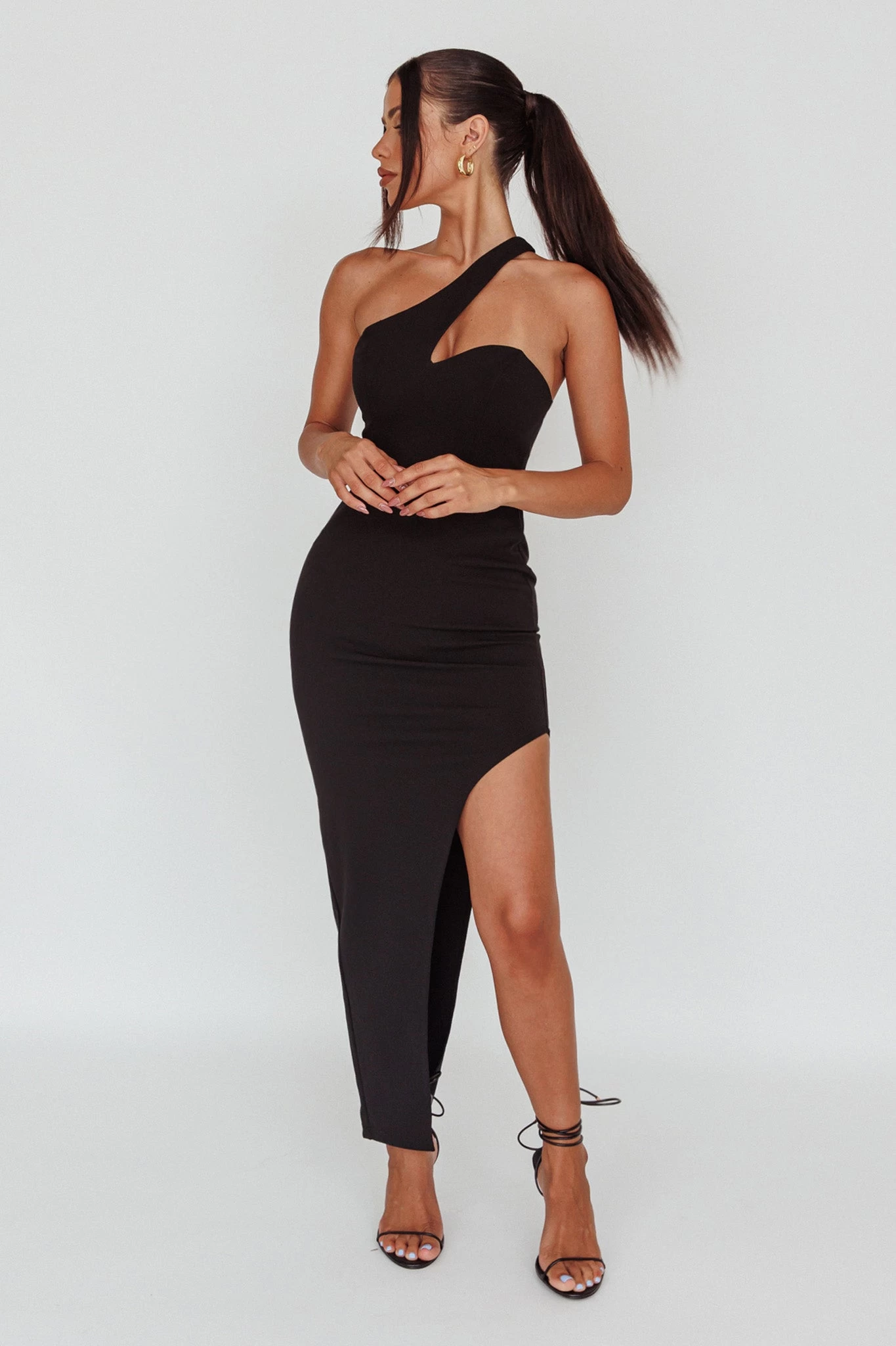 Shooting Stars One-Shoulder Midi Dress Black - Image 6