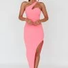 Shooting Stars One-Shoulder Midi Dress Pink