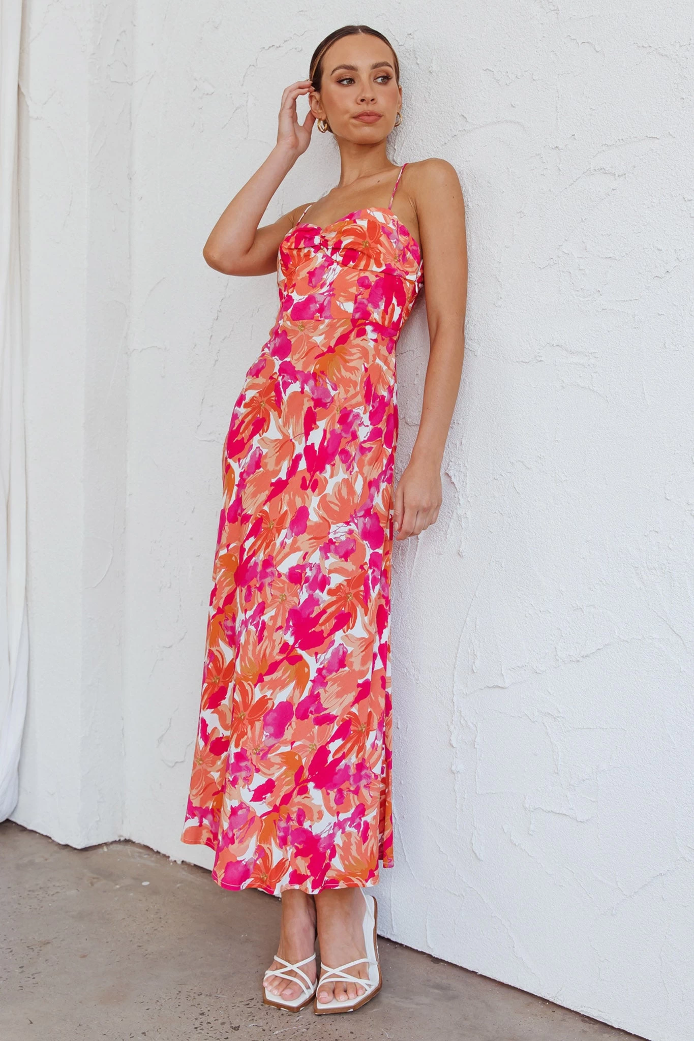 Golden Sands Cami Strap Maxi Dress Floral Red - Image 3